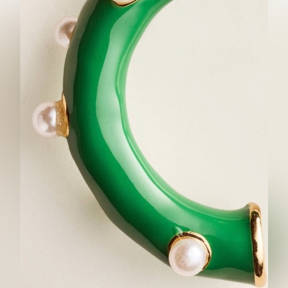 Kate Spade Emerald Green Pearl Hoop Earrings collab Target - Picture 4 of 8